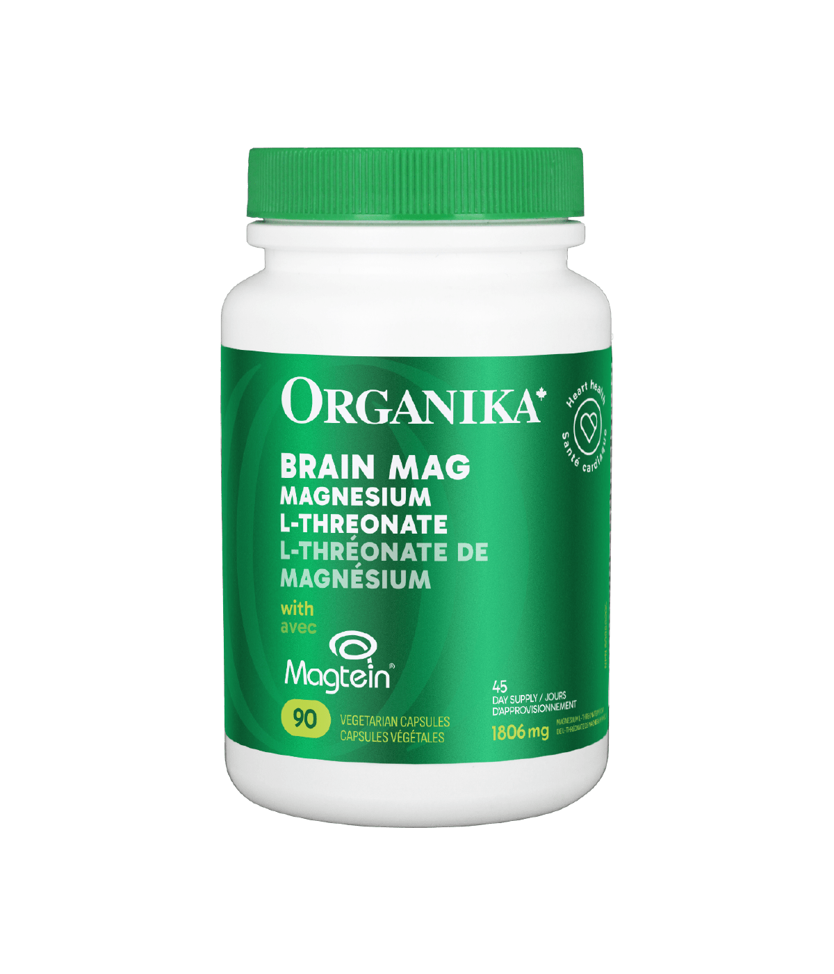 ORGANIKA Suppléments Brain mag avec l-thréonate de magnésium 90vcaps