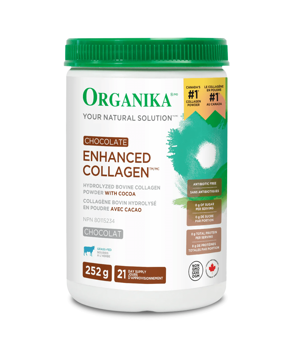 ORGANIKA Suppléments Collagène bovin hydrolysé avec cacao 252g