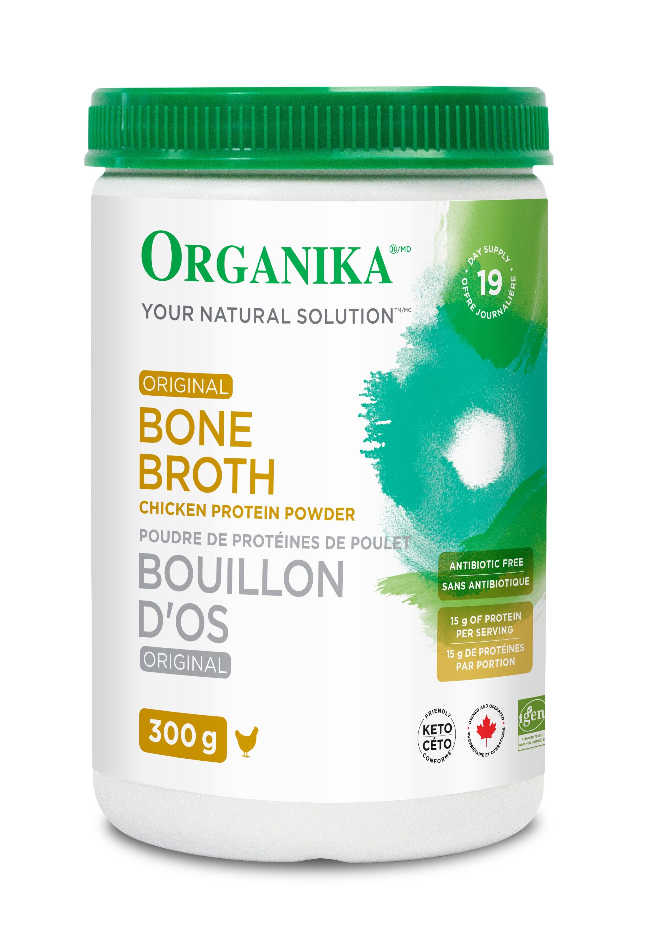 ORGANIKA Suppléments Poudre protéines bouillon os poulet (original) 300g