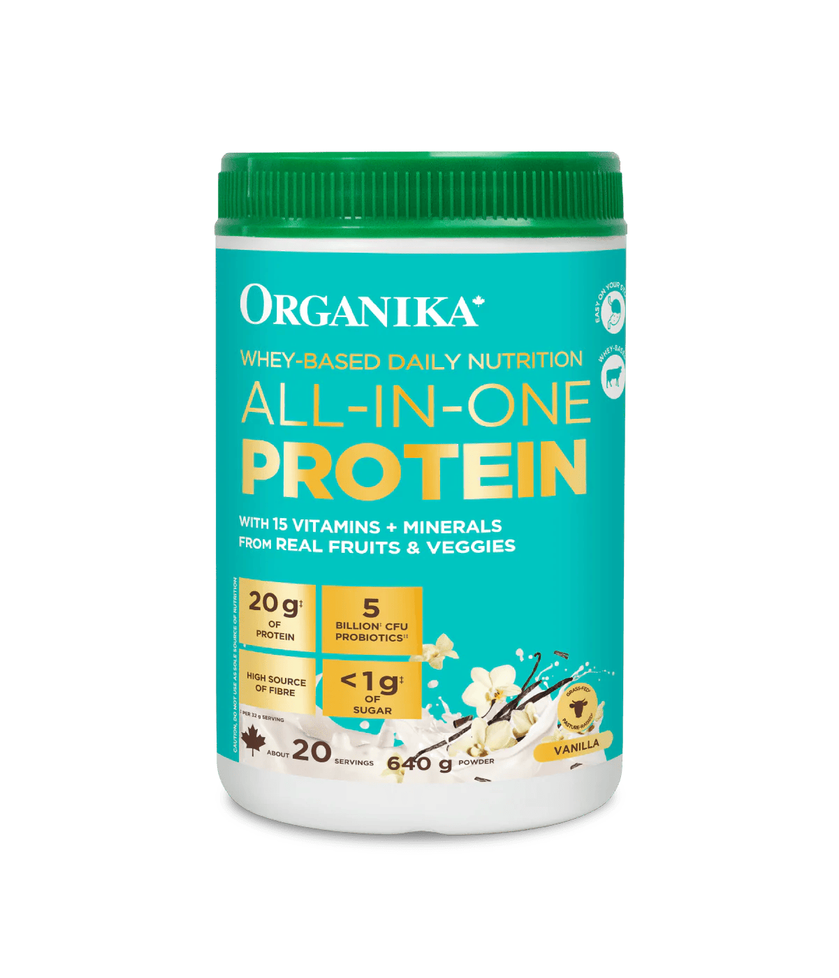 ORGANIKA Suppléments Protéines de nutrition quotidienne tout-en-un à base de lactosérum (vanille) 640g