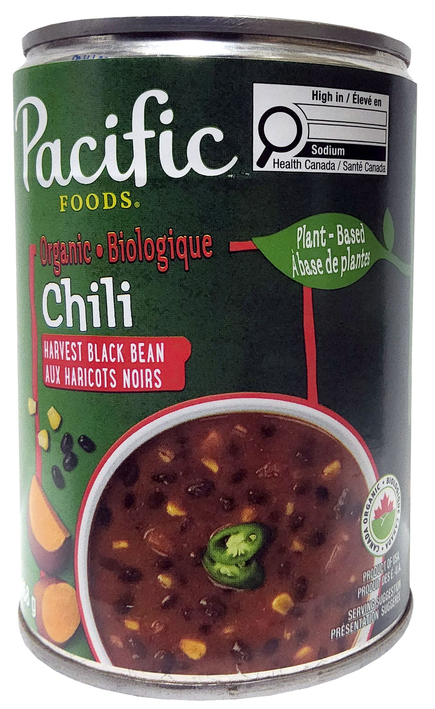 PACIFIC FOODS Épicerie Chili aux haricots noirs bio 468g