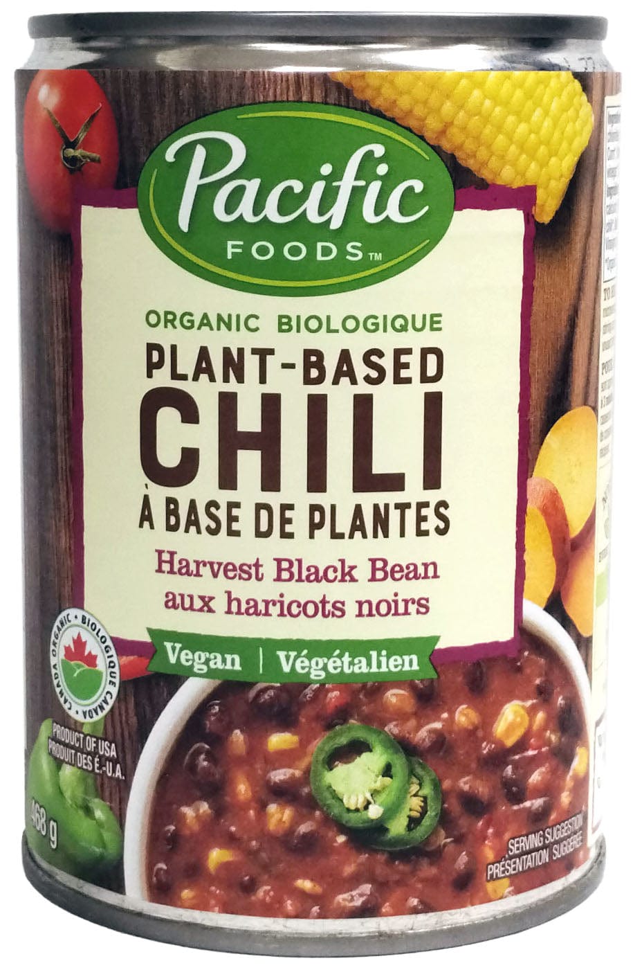 PACIFIC FOODS Épicerie Chili aux haricots noirs bio 468g