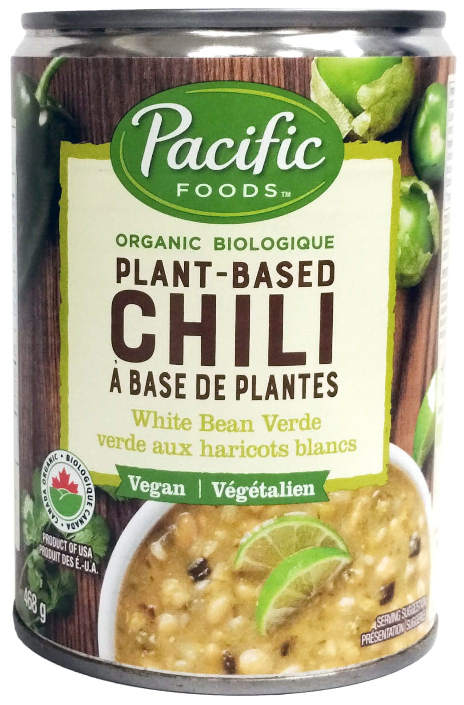 PACIFIC FOODS Épicerie Chili verde aux haricots bio 468g