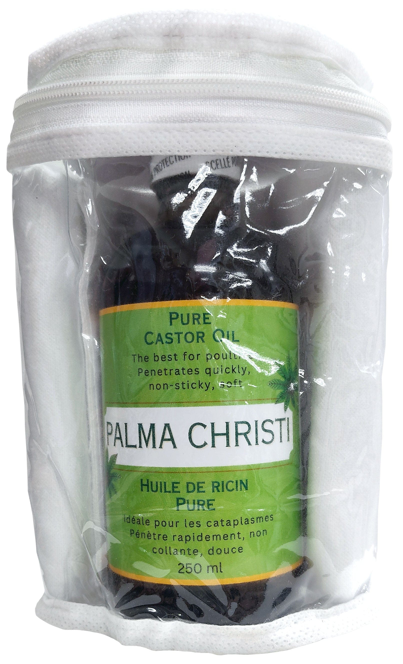PALMA CHRISTI NATURELLE Suppléments Palma kit pour cataplasme (huile de ricin pure 250ml, flanelle de coton, instructions) 1kit