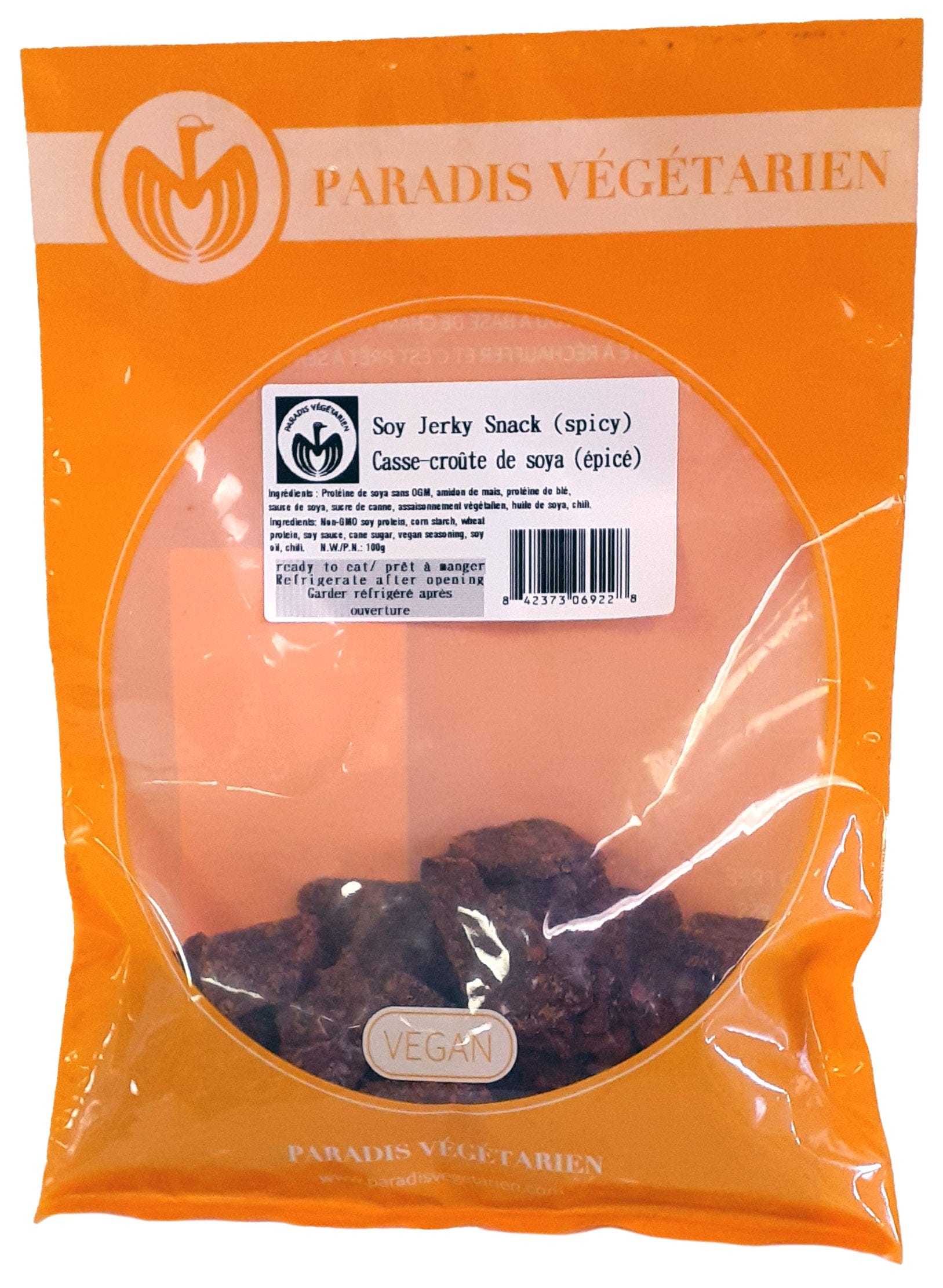 PARADIS VÉGÉTARIEN Épicerie Casse-croûte de soya épicé 100g