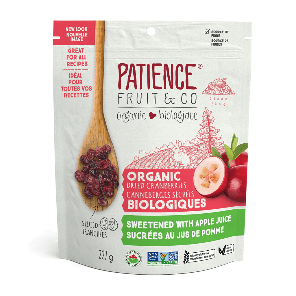 PATIENCE Épicerie Canneberges séchées sucrées au jus de pomme bio 227g