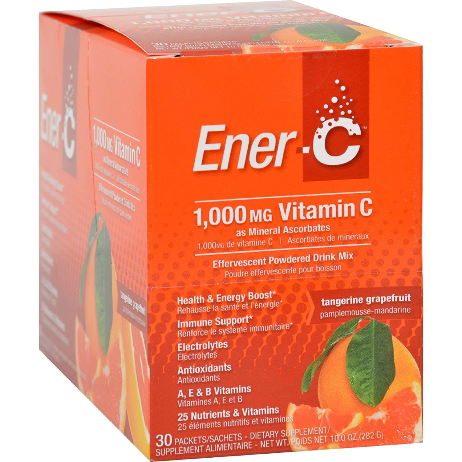 PAULING LABS Suppléments Ener-C Mélange boisson pétillante multivitaminé aux pamplemousses / mandarines avec vitamine C 30s