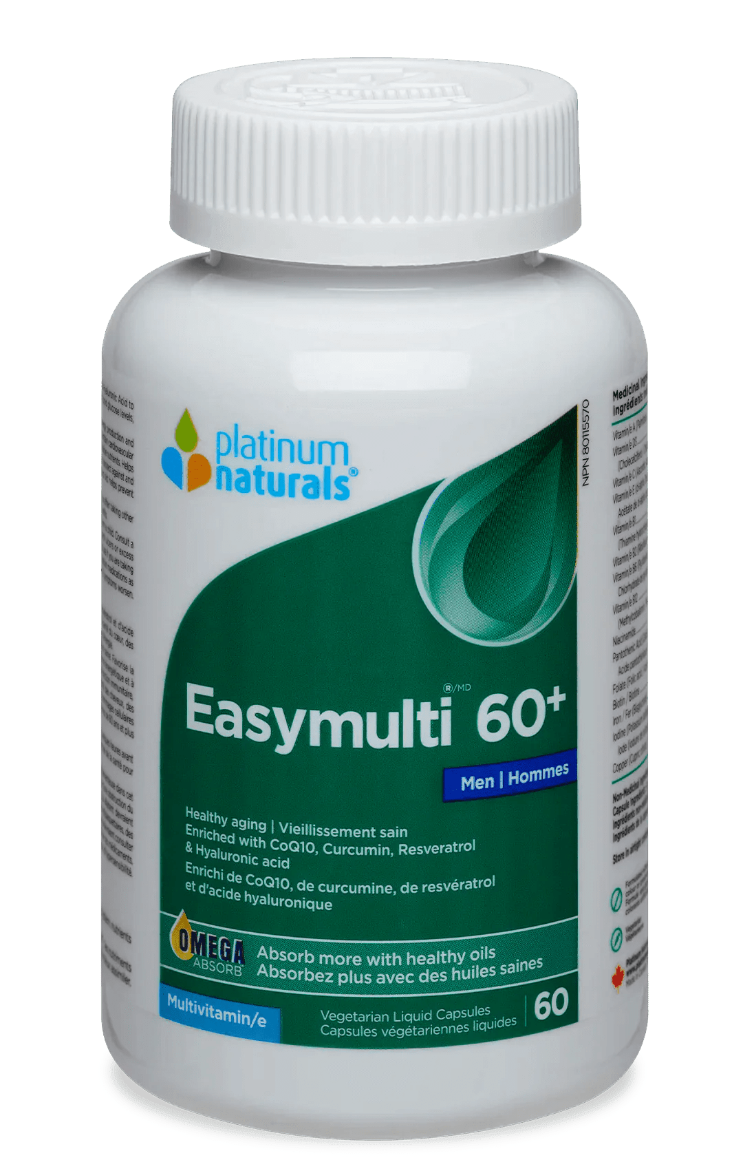PLATINUM Suppléments Easymulti 60+ (pour hommes) 60vcaps