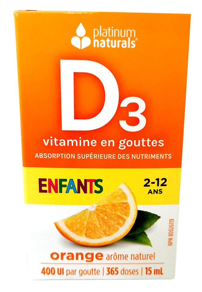 PLATINUM Suppléments Vitamine D3 (400 U.I. / orange / enfants) 15ml