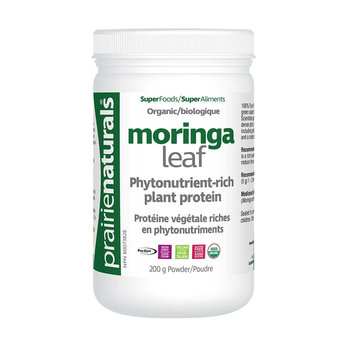 PRAIRIE NATURALS Suppléments Moringa leaf bio 200g