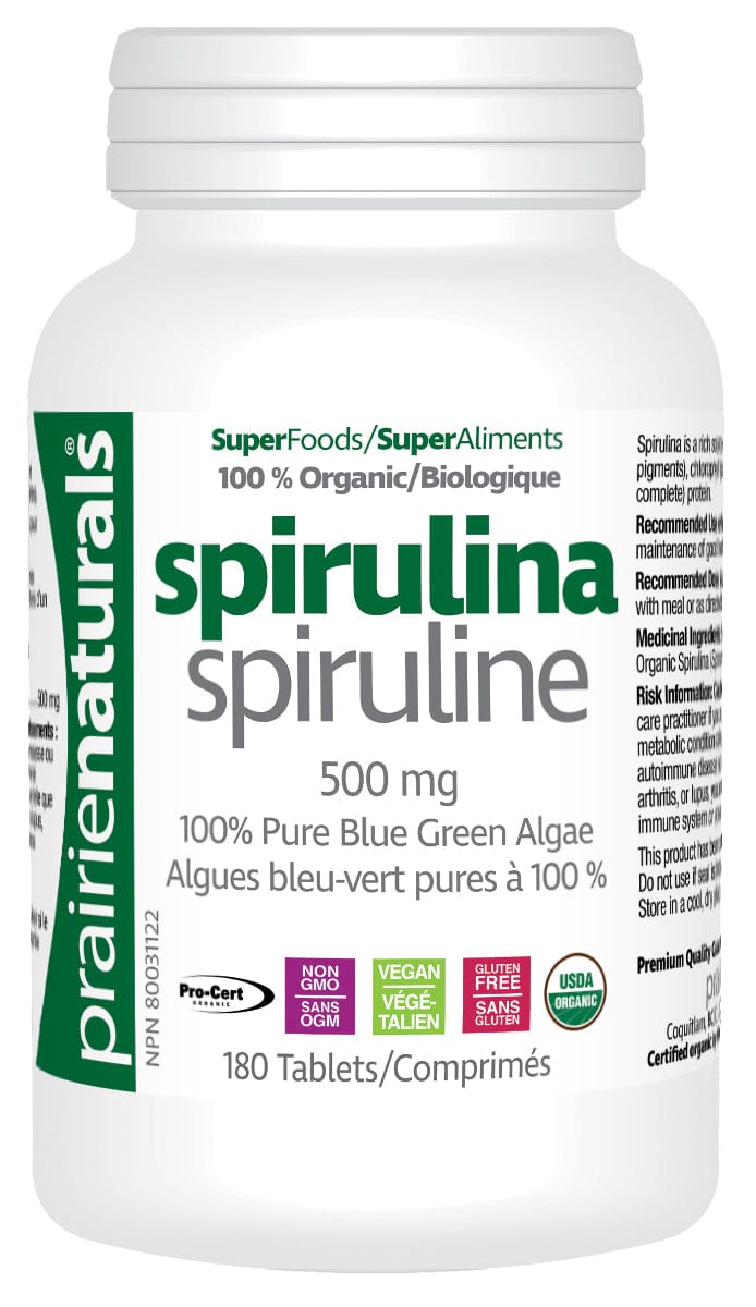 PRAIRIE NATURALS Suppléments Spiruline biologique 180comp