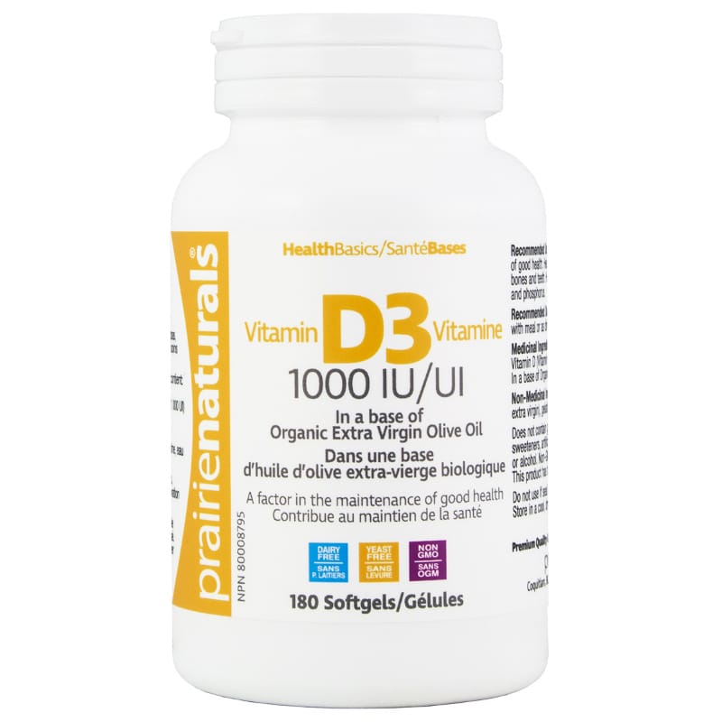 PRAIRIE NATURALS Suppléments Vitamine D3 1000ui 180gel