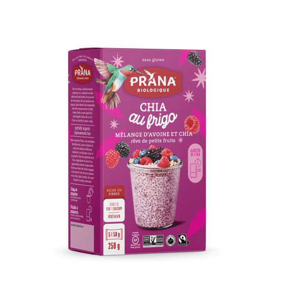 PRANA Épicerie Chia au frigo aux petits fruits bio 5x50g