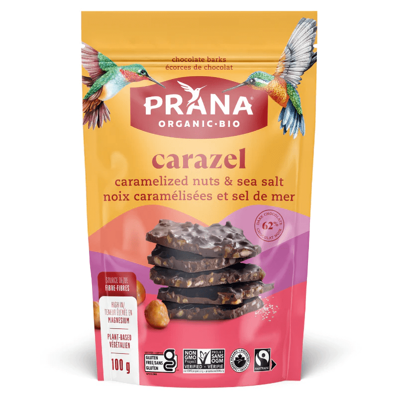 PRANA Épicerie Écorces de chocolat noix caramélisées avec sel de mer 100g