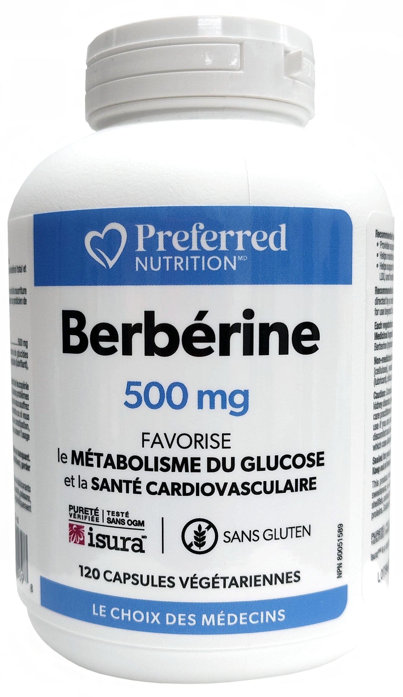 PREFERRED NUTRITION Suppléments Berberine (500mg) 120vcaps