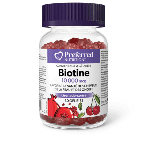 PREFERRED NUTRITION Suppléments Biotine 10 000mcg (grenade/cerise)  30gummies