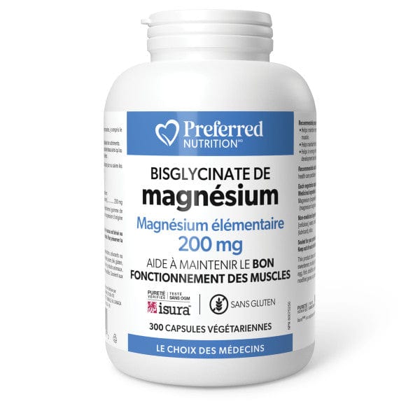 PREFERRED NUTRITION Suppléments Bisglycinate de magnésium (200mg) 300vcaps