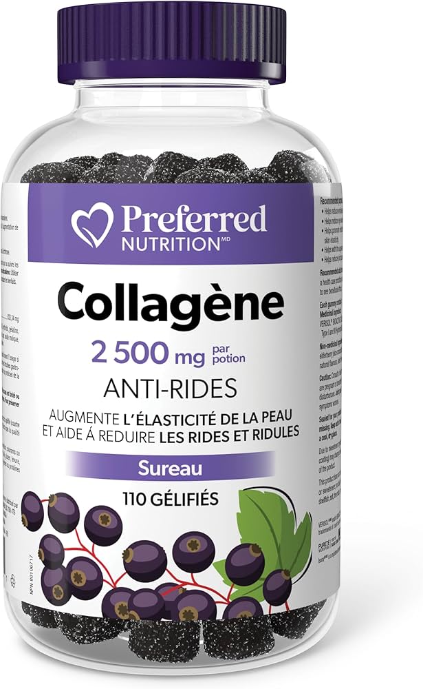PREFERRED NUTRITION Suppléments Collagène 2500mg (sureau)  110gummies