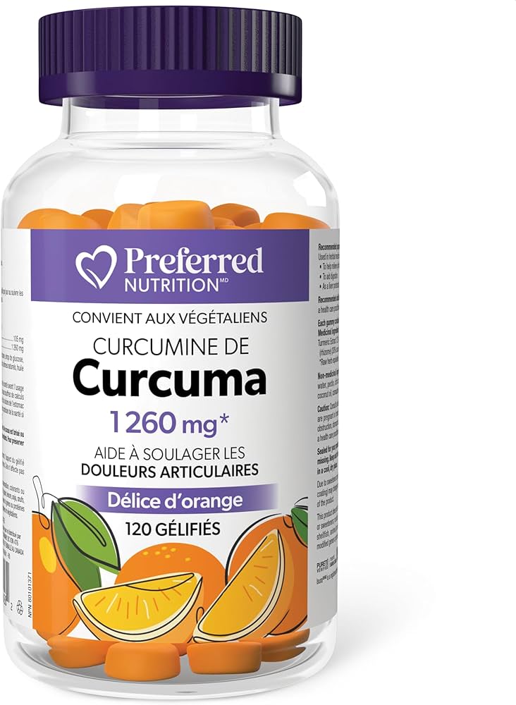 PREFERRED NUTRITION Suppléments Curcumine de curcuma 1260mg (orange) 120gummies