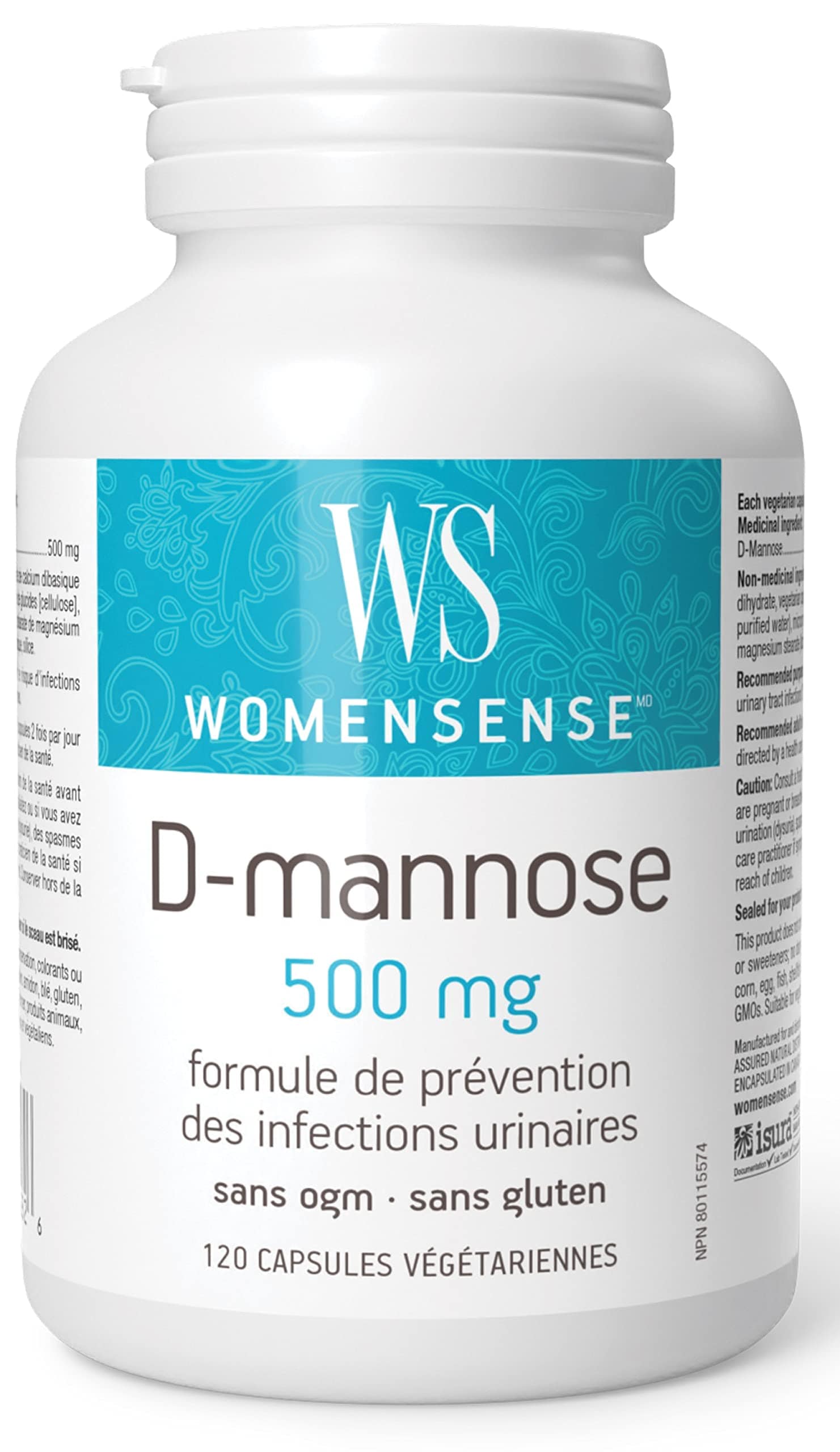 PREFERRED NUTRITION Suppléments D-Mannose 500mg 120vcaps