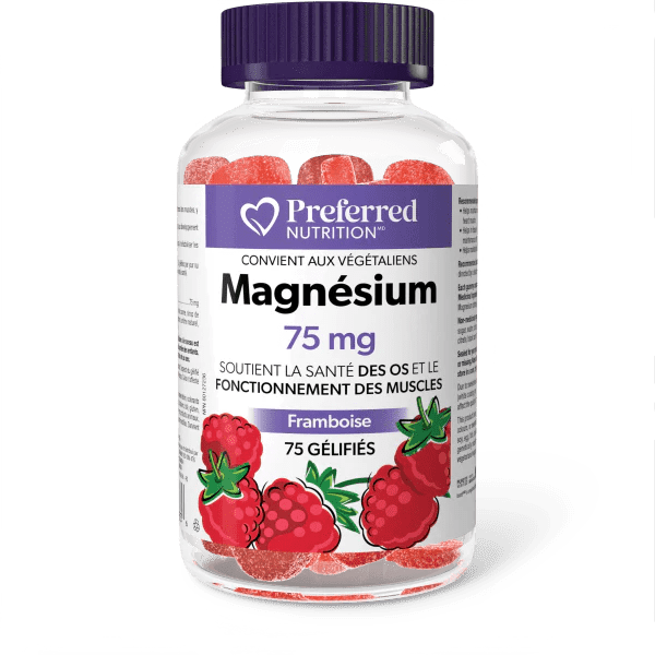 PREFERRED NUTRITION Suppléments Magnésium 75mg (framboises) 75gummies