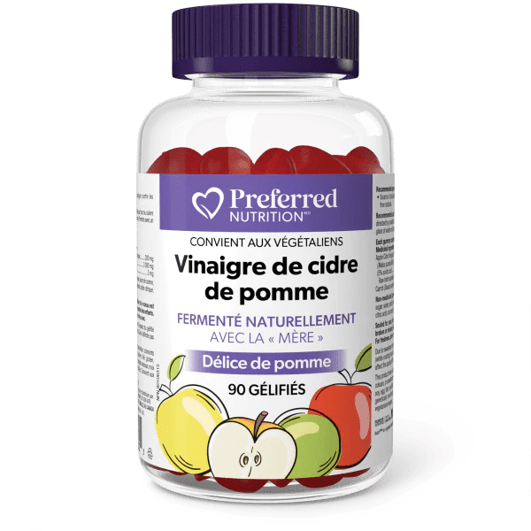PREFERRED NUTRITION Suppléments Vinaigre de cidre de pommes avec la mère (pomme) 90gummies