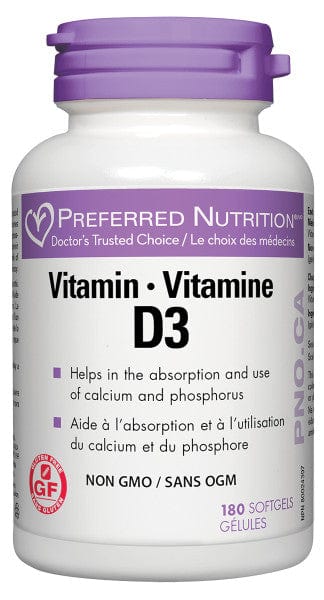 PREFERRED NUTRITION Suppléments Vitamine D3 (1000ui) 180gels