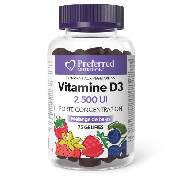 PREFERRED NUTRITION Suppléments Vitamine D3 2500UI (saveur baies) 75gummies