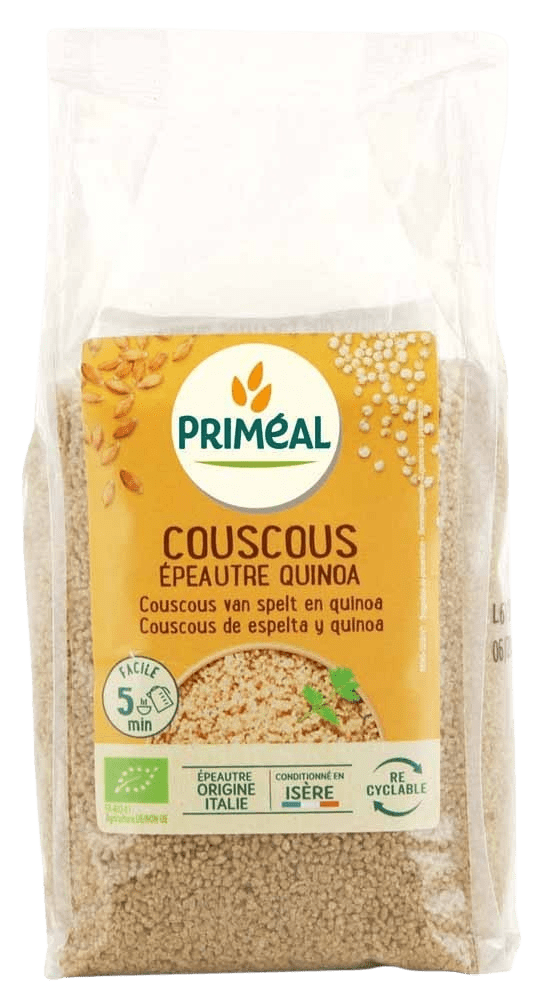 PRIMEAL Épicerie Couscous épeautre et quinoa 500g
DATE DE PÉREMPTION : 31 AOÛT 2024