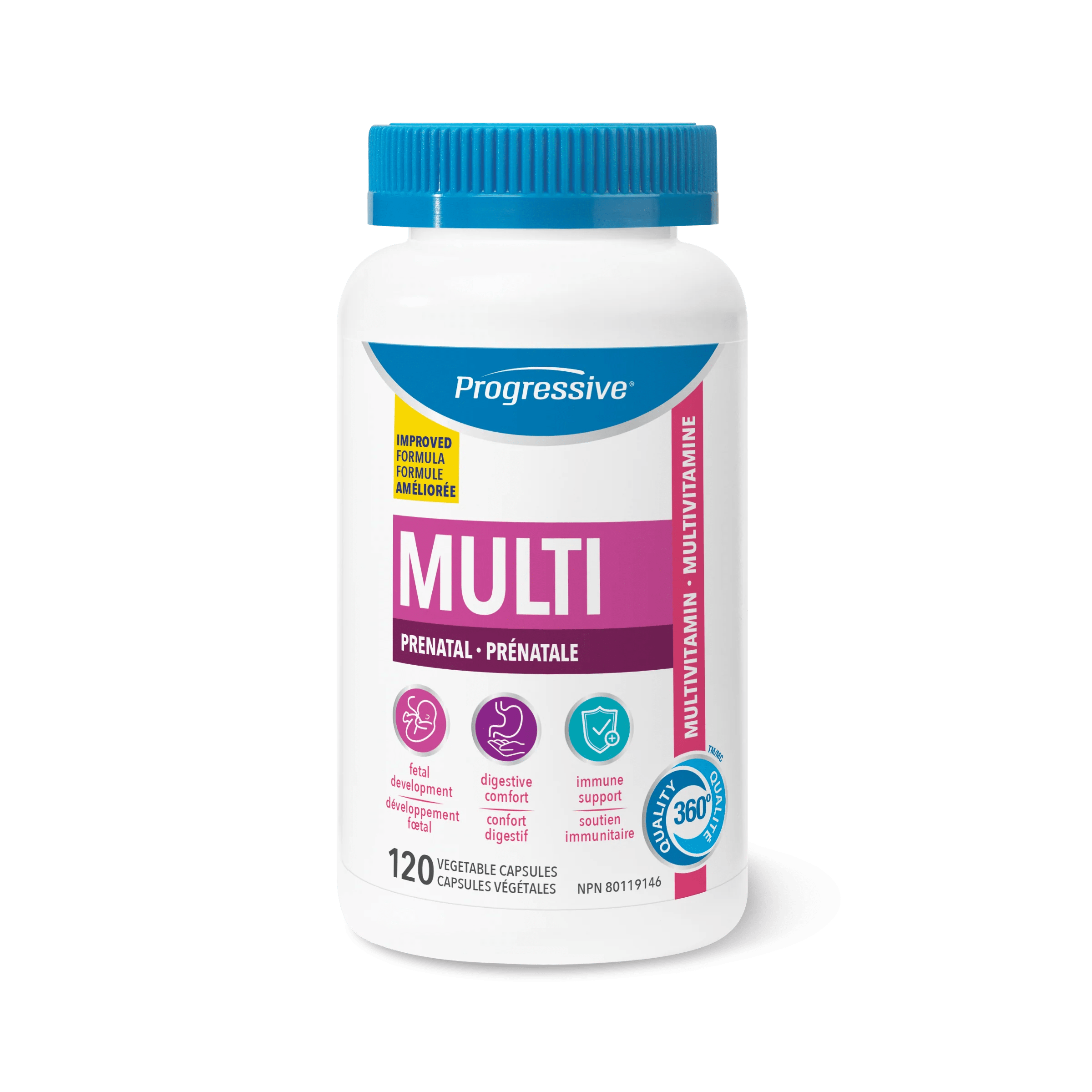 PROGRESSIVE Suppléments Multivitamines (formule pré-natale) 120caps