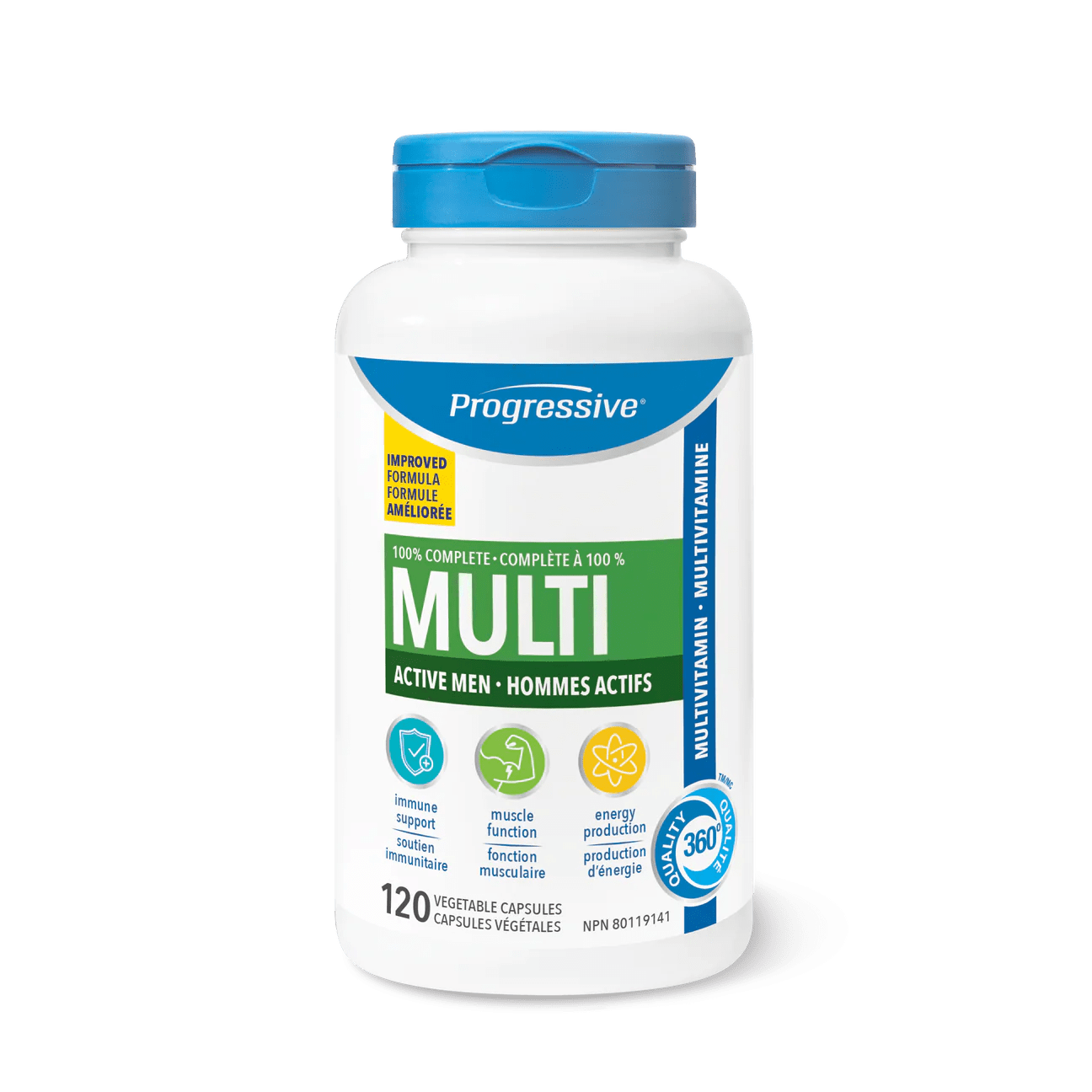 PROGRESSIVE Suppléments Multivitamines (homme actif) 120vcaps