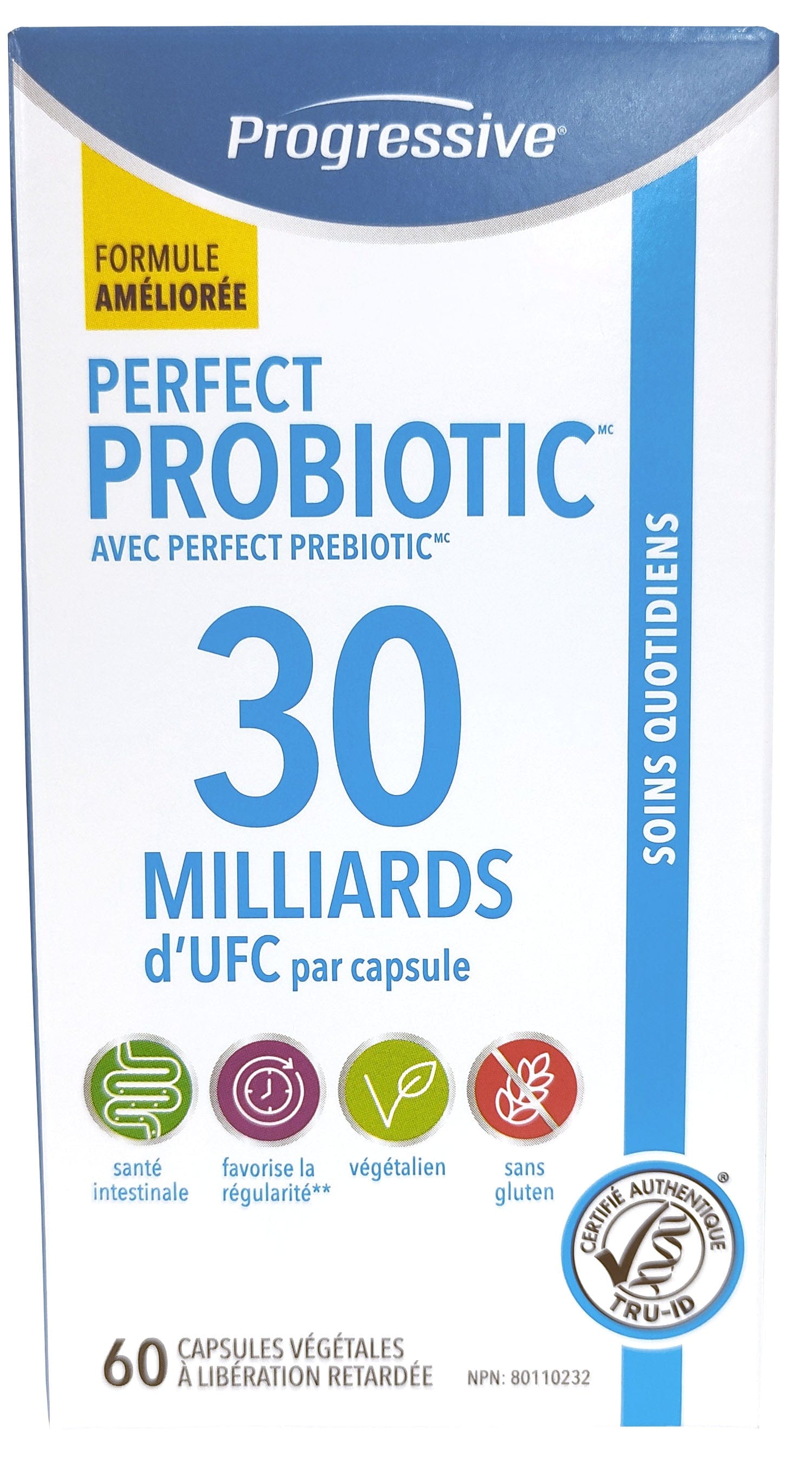 PROGRESSIVE Suppléments Perfect probiotic 30 milliards UFC 60vcaps