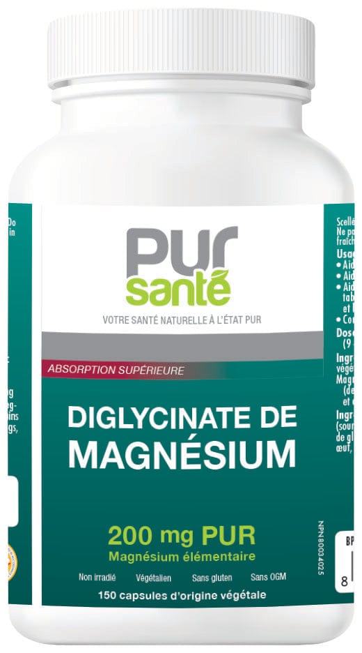 PUR-SANTÉ Suppléments Diglycinate de magnésium pur 200mg 150vcaps