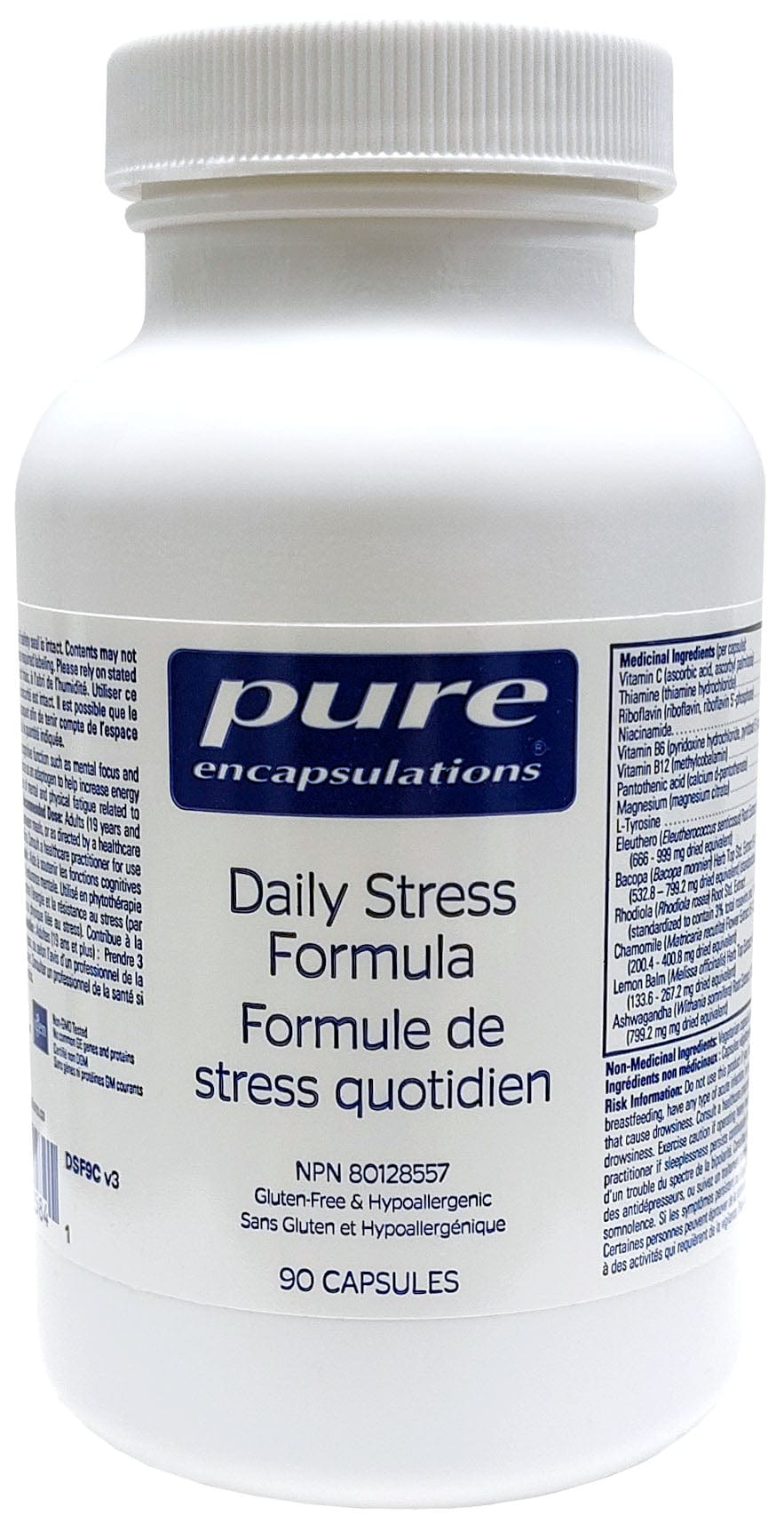PURE ENCAPSULATIONS Suppléments Formule de stress quotidien  90caps