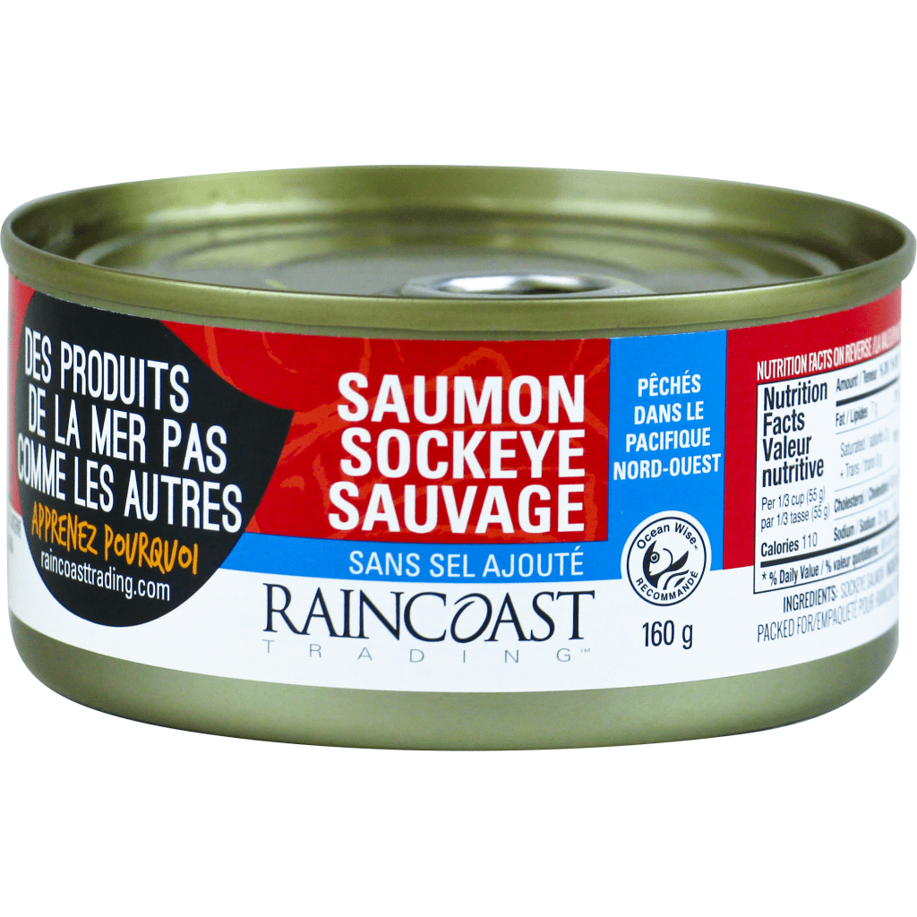 RAINCOAST Épicerie Saumon Sockeye sans-sel 160g