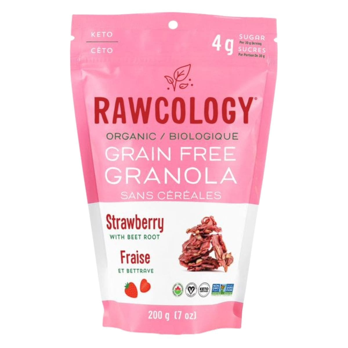 RAWCOLOGY Épicerie Granola aux fraises et bettraves  bio 200g