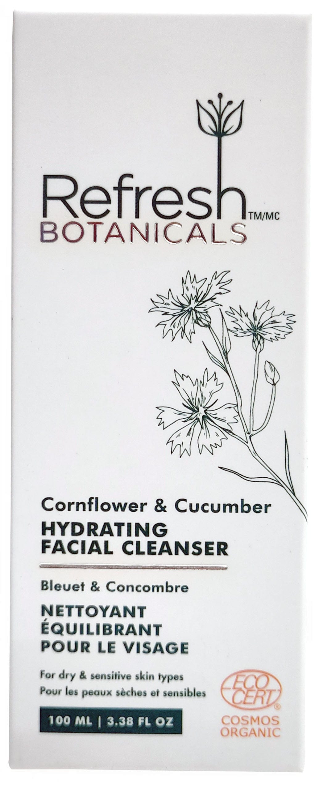 REFRESH BOTANICALS Soins & beauté Nettoyant équilibre pour le visage pour les peauc sèches et sensibles (bleuet/concombre) 100ml