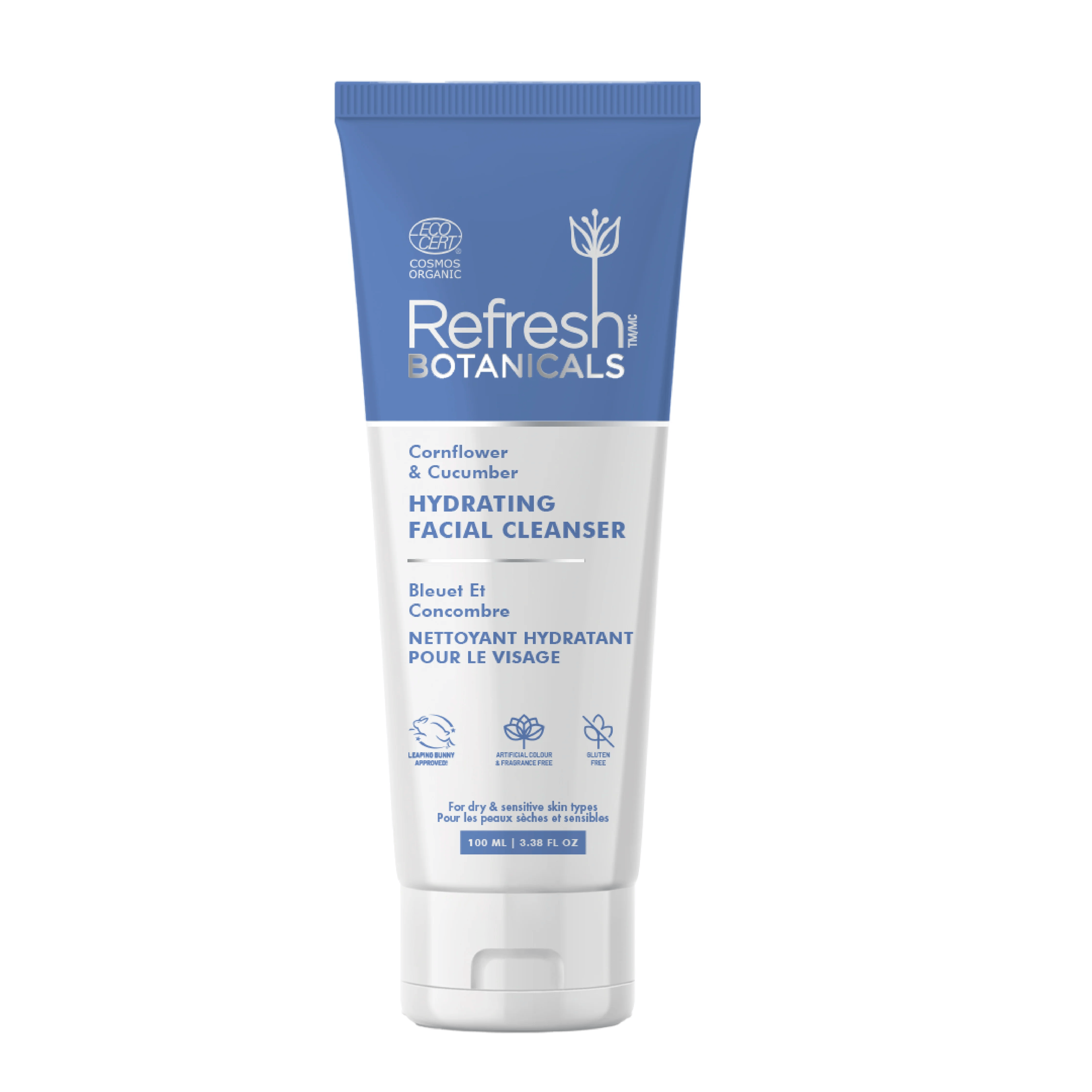 REFRESH BOTANICALS Soins & beauté Nettoyant équilibre pour le visage pour les peauc sèches et sensibles (bleuet/concombre) 100ml