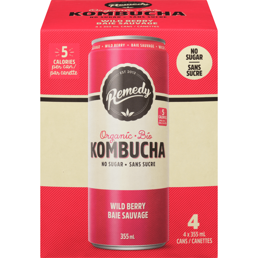 REMEDY KOMBUCHA Épicerie Kombucha baies sauvages 4x355ml