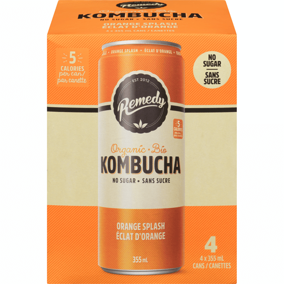 REMEDY KOMBUCHA Épicerie Kombucha bio éclat d'orange 4x355ml