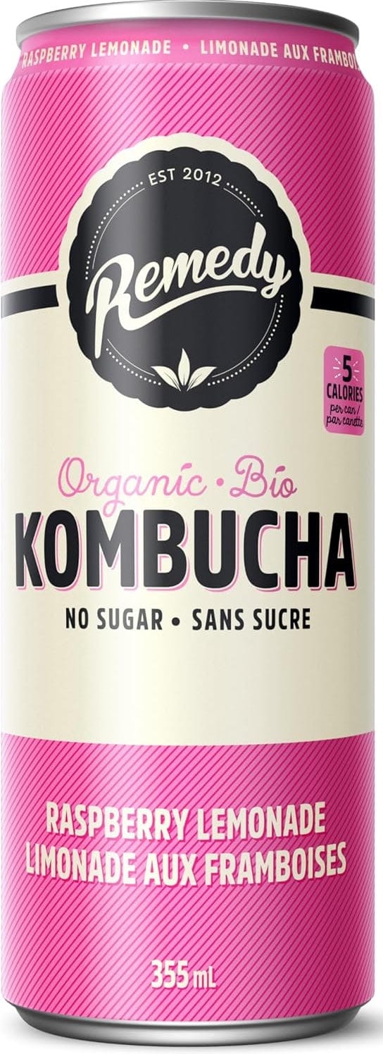 REMEDY KOMBUCHA Épicerie Kombucha limonade et framboises 355ml
