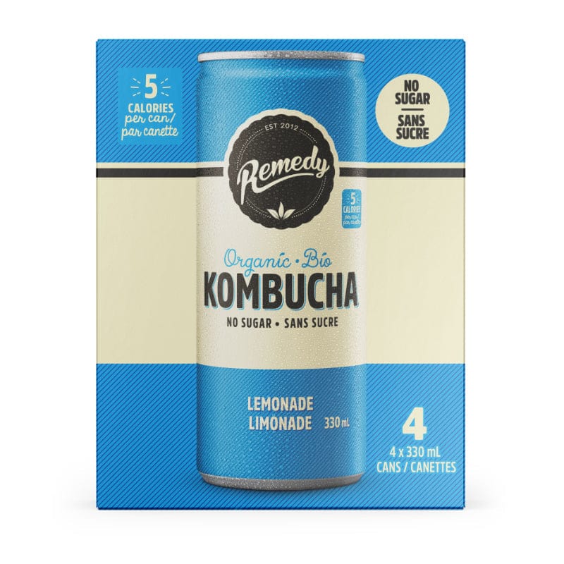 REMEDY KOMBUCHA Épicerie Kombucha limonade sans-sucre bio 4x330ml