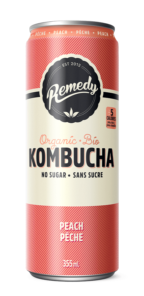 REMEDY KOMBUCHA Épicerie Kombucha pêches bio 355ml