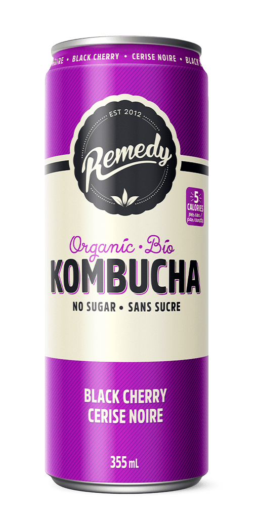 REMEDY KOMBUCHA Épicerie Kombucha sans-sucre cerise noire bio 355ml