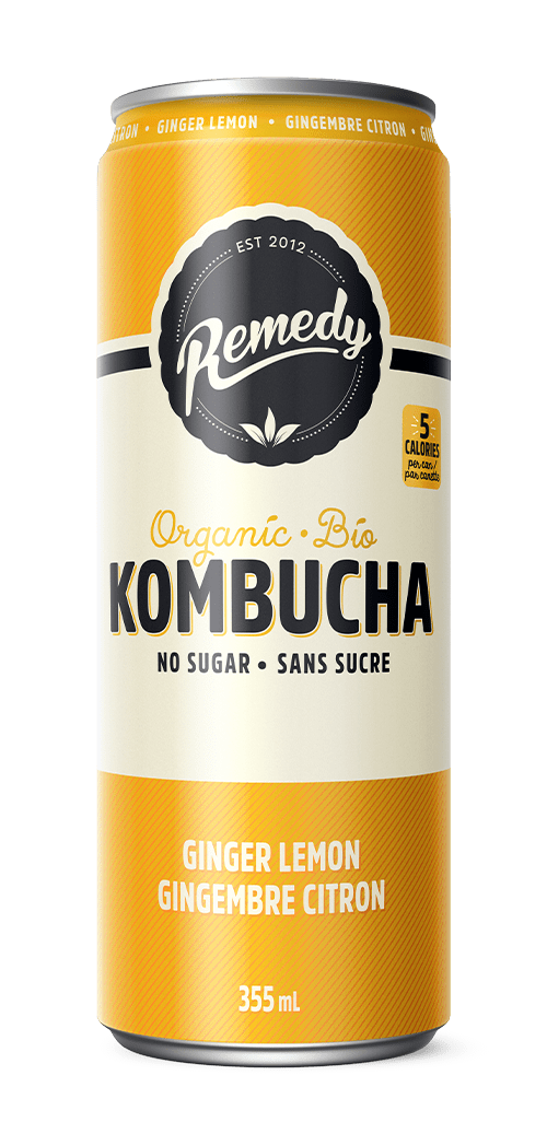 REMEDY KOMBUCHA Épicerie Kombucha sans-sucre gingembre et citron 355ml