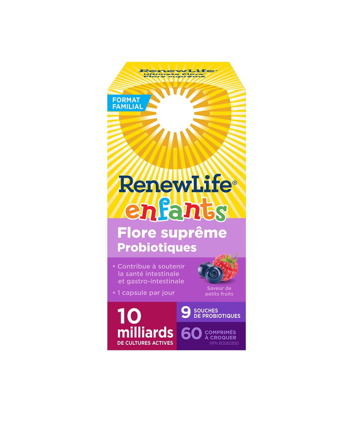 RENEW LIFE Suppléments Flore suprême probiotiques (enfants) (10 milliards) 60comp