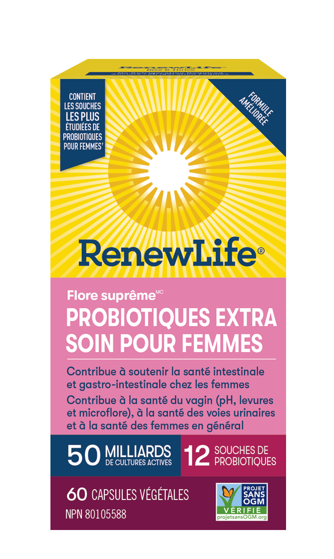 RENEW LIFE Suppléments Flore suprême probiotiques extra soin pour femmes (50 milliards) 60vcaps