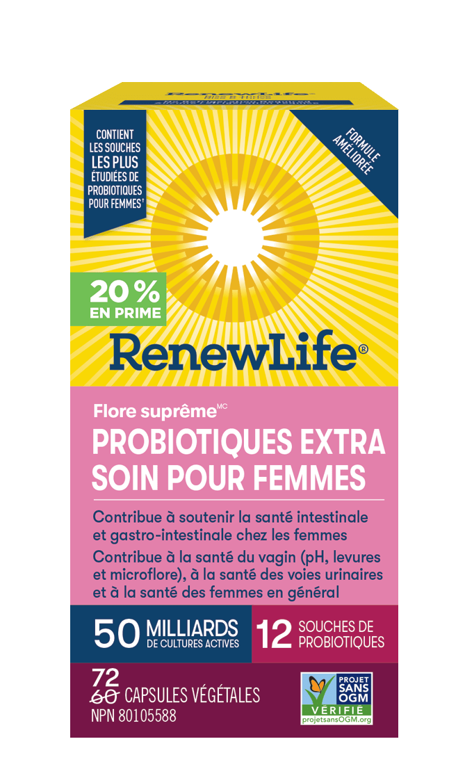 RENEW LIFE Suppléments Flore suprême probiotiques extra soins pour femmes (50 milliards) 72vcaps