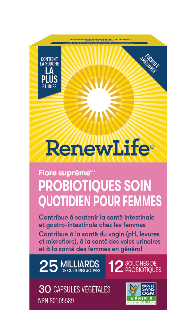 RENEW LIFE Suppléments Flore suprême probiotiques soin quotidien pour femmes (25 milliards) 30vcaps