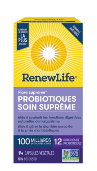 RENEW LIFE Suppléments Flore suprême probiotiques soin suprême (100 milliards)  14vcaps